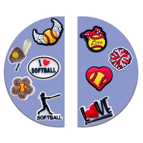 Qnilasom Softball Charms Pvc Sandal Wristband Decoration,Sports Shoes Decoration Charms Accessories For Men Boys Teens Girls Women Party Favor (9) #TOP2