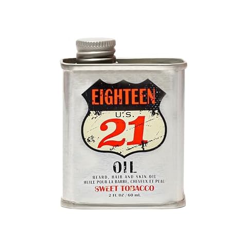 18.21 Man Made Hair, Skin & Beard Oil for Men Sweet Tobacco Scent - Non-Greasy, Conditioning Balm with Castor Seed, Jojoba, and Argan Oils - Premium Tattoo and Mustache Care Products 2oz Cover