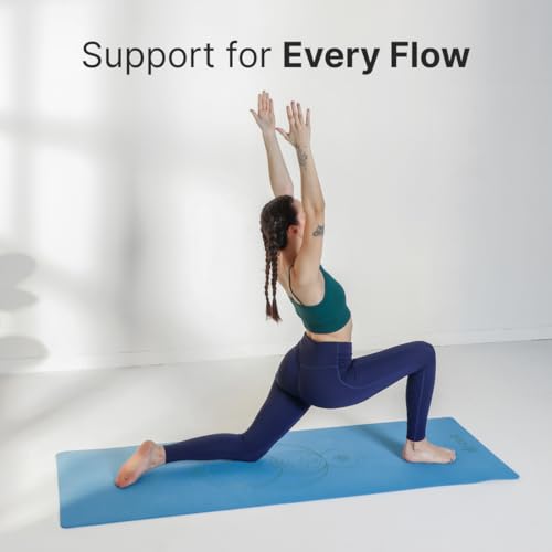 Image of Cult TPE Yoga Mat, Non-Toxic Latex-Free, Anti-Slip, Extra-Thick Cushioning, Tear-Resistant, Travel Strap 6mm (Reef Blue)
