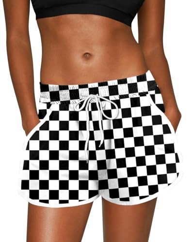 Image of For G and PL Women Summer Floral Beach Boardshorts with Pockets Swim Trunks