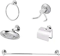 Kit Para Banheiro Acessórios de Metal Aço Inox 5 Peças Completo