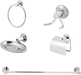 Kit Para Banheiro Acessórios de Metal Aço Inox 5 Peças Completo