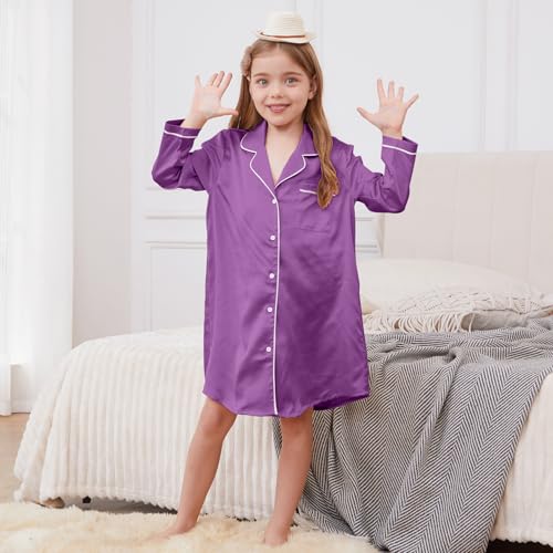 Jxstar Girls Satin Nightgowns Silk Pajamas Sleepwear Long Sleeve Night Dresses3