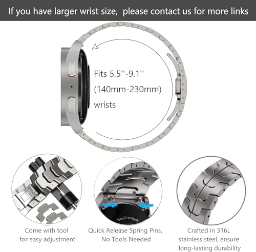 WINGLE Stainless Steel Strap for Samsung Galaxy: 40mm/44mm Watch Bands - Compatible with Galaxy Watch 7/6/5/4 & FE 40mm