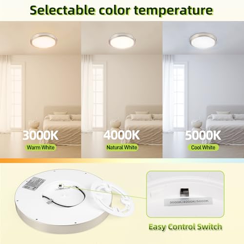 Image of hykolity 9 Inch Selectable CCT LED Round Flat Panel Light,18W,1800LM,3CCT