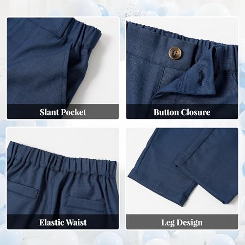Image of Volunboy Baby Boys Formal Wedding Ring Bearer Outfits Toddler Gentleman Bowtie Vest Guest Suits Dress Shirt Pants Set