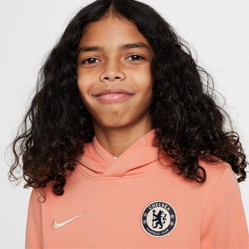 Nike Chelsea FC Club Special Edition Big Kids' (Boys Soccer Pullover Hoodie (HQ1766-844, Apricot Agate/Guava Ice)4