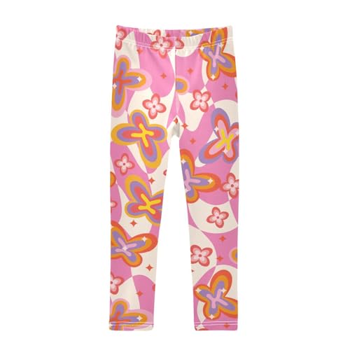 Butterfly Pattern Girls Leggings,Workout Leggings for Girls Toddler Athletic Leggings Size for 3-10T