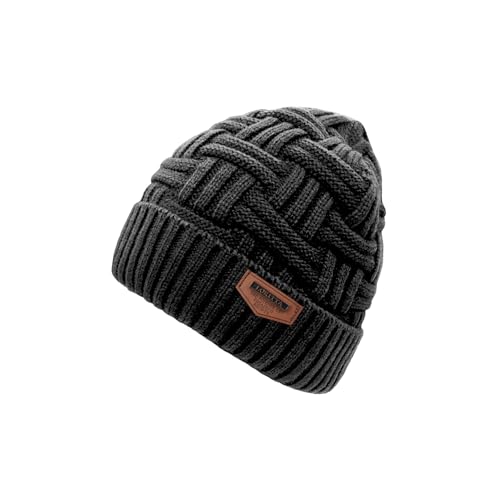 Loritta Men&Women Winter Thick Knit Skull Cap Daily Wool Warm Slouchy Beanie Hat, Deep Gray, One Size