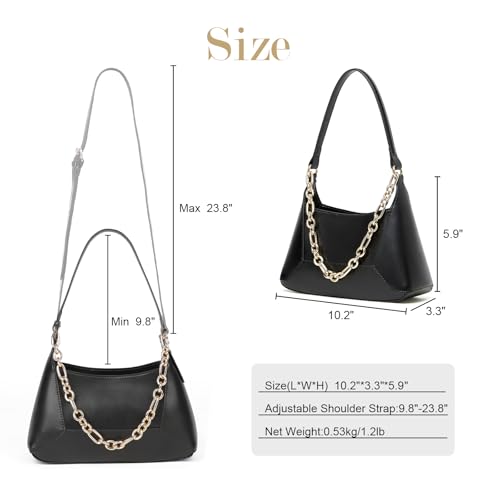 Image of Genuine Leather Hobo Bag for Women, Crossbody Purse with Adjustable Shoulder Strap and Detachable Chain Strap (Brown)