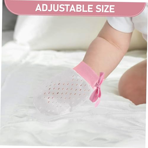KESYOO 1 Pair Newborn Mesh Mittens for Breathable Scratch Gloves with Wrist for Boys Comfortable and Stylish Hand Protection Months2
