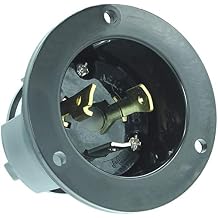 Journeyman-Pro 2615, NEMA L5-30 Flanged Inlet Generator Plug, 30A 125 Volt, Locking Receptacle Socket, Black Industrial Grade, Grounding 3750 Watts No Cover Included