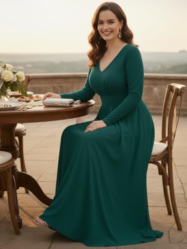 Image of KOH KOH Womens Long Sleeve Flowy Empire Waist Fall Pleated Maxi Dress