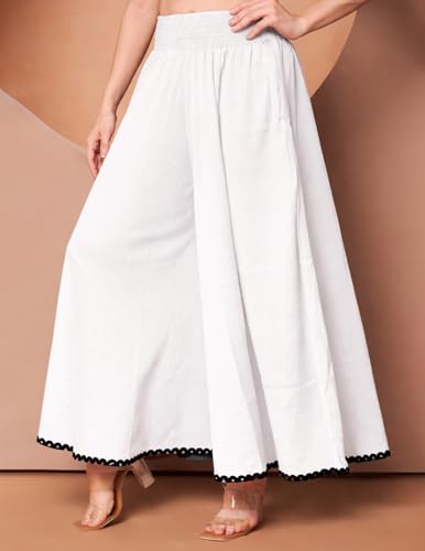Image of KZULLY | Palazzo for Women | Solid & Printed | Stylish Wide-Leg | Comfortable Elastic Waist Bottomwear