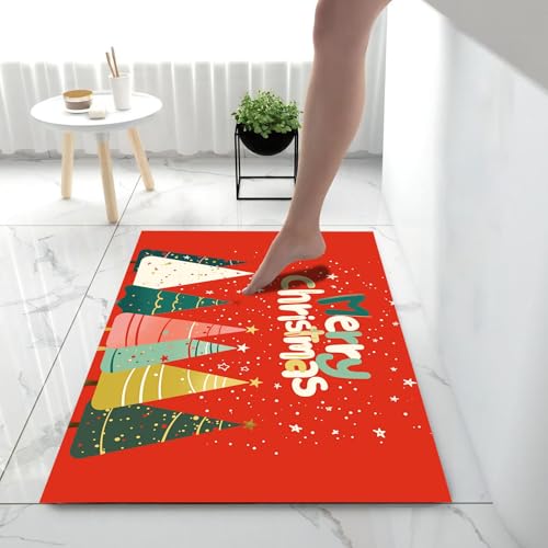 Tapis Entrée Interieur Mignon Sapin de Noël Lavable 90x150cm Fin
