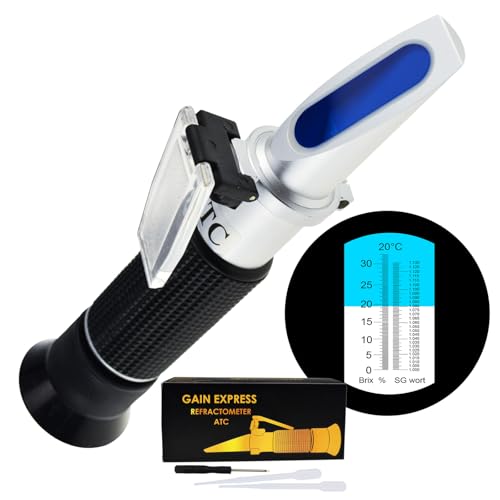 Rifrattometro Ottico per Birra a Doppia Scala: Misura Brix e Gravità Specifica del Mosto 0~32% Brix, 1.000-1.130 SG con ATC per Birrificazione, Analisi di Succhi e Contenuto Alcolico