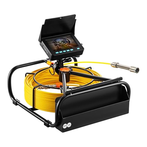 164FT 4.3inch Professional Industrial Sewer Inspection Camera with DVR, Heavy-Duty Snake Cable, Waterproof to IP68 Rating, Bright LED Lights, High Definition Display