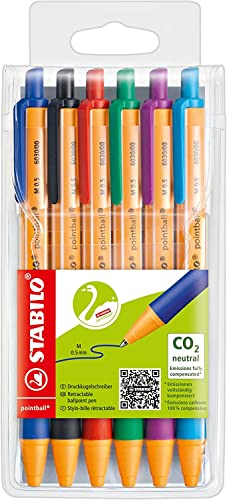 Penna A Sfera Ecosostenibile - Stabilo Pointball - 79% Plastica Riciclata - Astuccio Da 6 - Colori Assortiti - 4