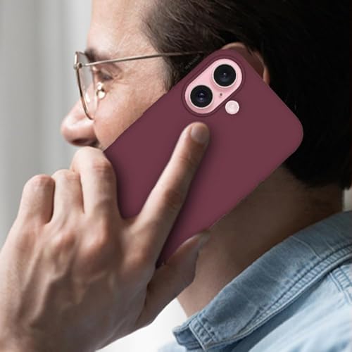 Image of Back Cover Compatible with iPhone 17 Case (6.3) Soft Touch Slim Liquid Silicone Full Protection Shock Proof Back Cover for iPhone 17 (SC Wine)