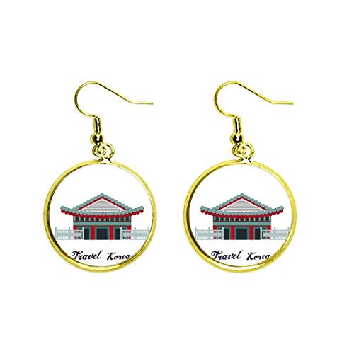 Pendientes tradicionales coreanos dorados de palacio real para un estilo sofisticado de mujer