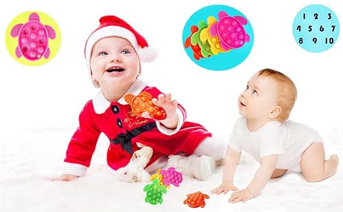 Image of 8 Packs Silicone Ocean Sea Turtle Teething Fidgets Pop for Kids,Infants Sensory Animal Shape Chew Toys