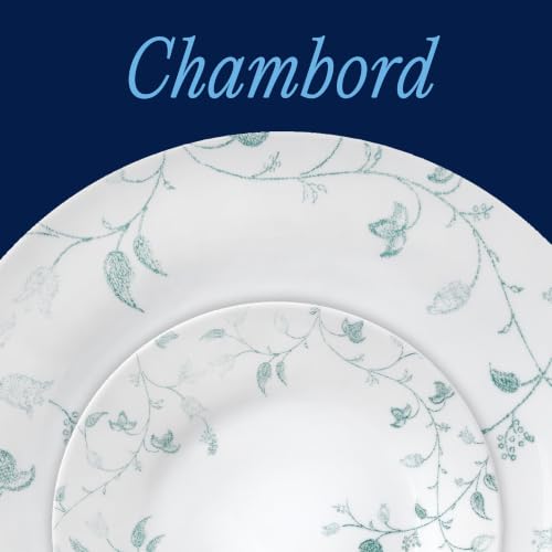 Image of Corelle Vitrelle 18-Piece Service for 6 Dinnerware Set, Triple Layer Glass and Chip Resistant, Lightweight Round Plates and Bowls Set, Chambord