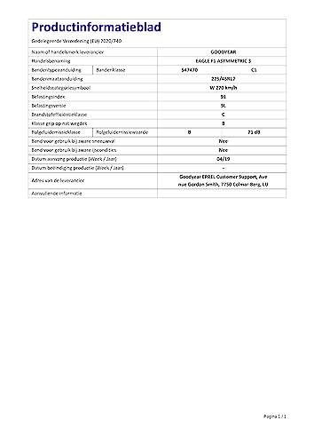 Goodyear 70996 Pneumatico 225/45 R17 91W F1