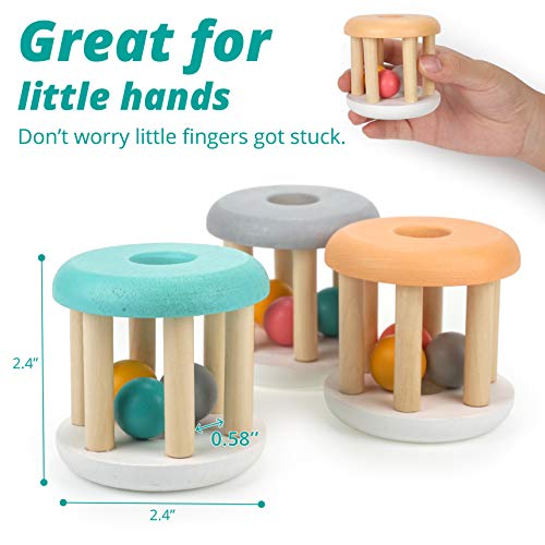 Duckboxx Xx Wooden Rattle Rollers For Babies Ages 0M – 2Yrs (White Base - 3Pcs) #TOP3