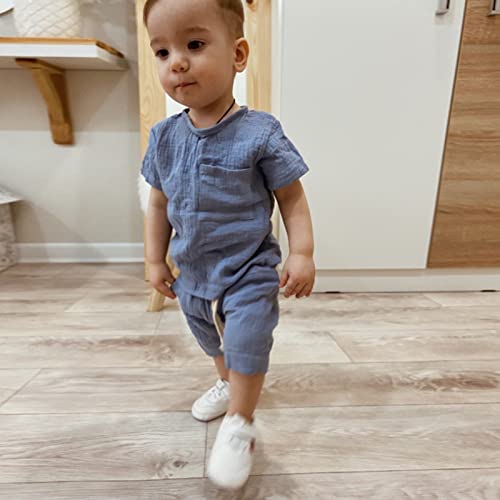 Toddler Kids Baby Boy Girl Solid Pullover Short Sleeve Cotton Sweatshirt T Shirt Crewneck Toddler Boys Fashion Outfits4