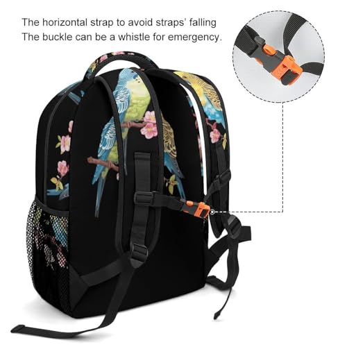 Parakeet Budgies Laptop Backpack Lightweight Travel Backpacks Casual Daypack with Adjustable Strap for Men Women3