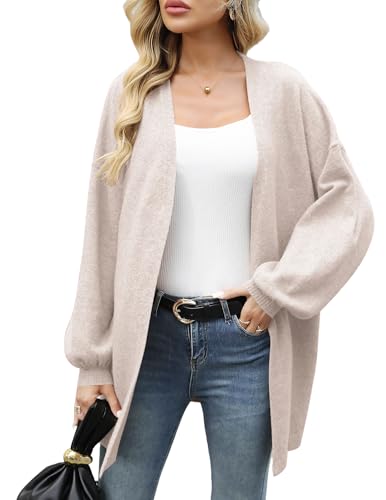 Womens Oversized Cardigan Sweaters 2025 Fall Long Lantern Sleeve Knit Open Front Cozy Long Cardigans for Women