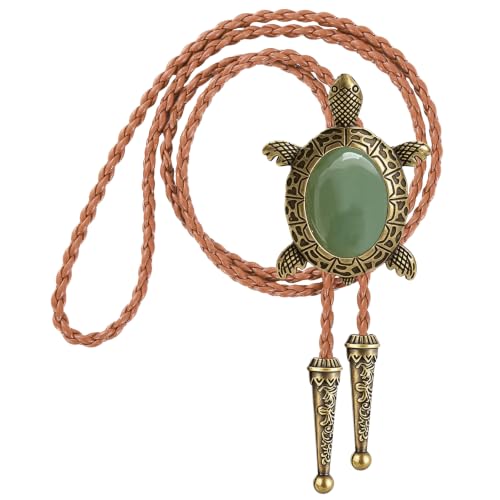 Image of Jeilwiy Bolo Tie for Men Western Cowboy Tie Necklace Gold Bolo Tie Leather Necktie Halloween Tie Accessories for Women