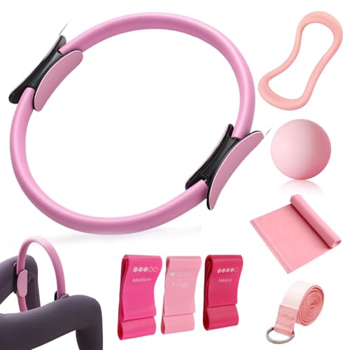 DELAIHUIL Pilates Set Für Zuhause Pilates Essential Kit Für Frauen 8 Pcs Pilates Ring Und Ball Zubehör Set Workout Equipment Home Gym Für Beine Arme Und Oberschenkel Gewichtsverlust DELAIHUIL Pilates Set Für Zuhause Pilates Essential Kit Für Frauen 8 Pcs Pilates Ring Und Ball Zubehör Set Workout Equipment Home Gym Für Beine Arme Und Oberschenkel Gewichtsverlust
