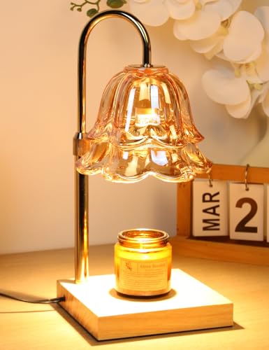 KVOOISD Candle Warmer Lamp with Timer Dimmer, Adjustable Flower Lamp Warmer for Large Jar Candle, Electric Wax Melt Light with 2 Bulbs, Birthday Housewarming Gifts for Men Women, Home Bedroom Decor