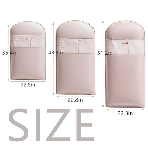 Space Saving Hanging Garment Bag with Self Compression Zipper, Dust Cover Clothes Bags for Down Coat, pace Saver Closet Organizers, for Closet Storage (Pink, M+L+XL)4