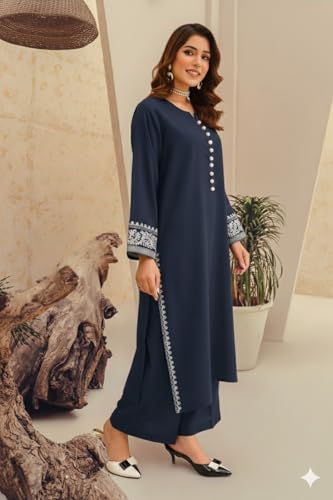 Image of Faiz TEXTLE Women Embroidered Kurta Set |Viscose Rayon Printed A Line Kurta with Palazzo Set | Women Ethnic Wear Dress| Indian Casual Office Daily Summer Outfit