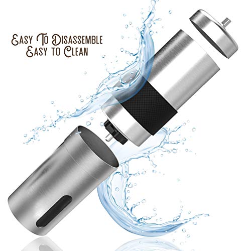 Kitcoff Manuelle Kaffeemühle – Handbohnenmühle mit 18-Klick-Einstellungen, Edelstahlkörper mit Keramikgrat… – Bild 6