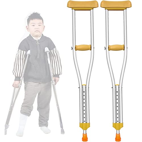 Muletas ajustables de aluminio para axilas para niños, bastones de apoyo ligeros con almohadillas acolchadas, control de altura de botón para adolescentes, diseño ergonómico para una movilidad segura