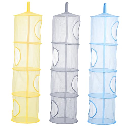 OUNONA 3 Pack Hanging Drying Net Mesh Storage Basket Socks Drying Underwear Hanger Plush Toy Organizer
