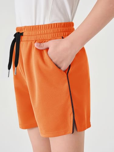 Haloumoning Short atlético infantil de malha para meninos secagem rápida fenda lateral basquete acad