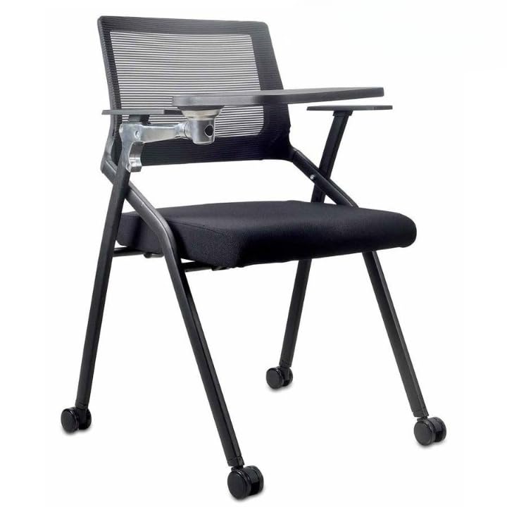 POLO CHAIRS Folding Study Chair with Cushion & Adjustable Writing Pad | Micro Suede Comfortable Folding Desk Chair for Study, Office & Home | Durable, Space-Saving & Pre-Assembled (Black)