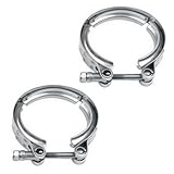 3 Inch Car V Band Clamp, Stainless Steel V-Clamp for Flange Kit, Exhaust Pipe Clamp, Automotive Exhaust Clamp Replacement Accessories for Downpipes, Exhaust Systems (2PCS, 3.0
