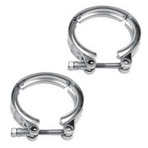 3 Inch Car V Band Clamp, Stainless Steel V-Clamp for Flange Kit, Exhaust Pipe Clamp, Automotive Exhaust Clamp Replacement Accessories for Downpipes, Exhaust Systems (2PCS, 3.0
