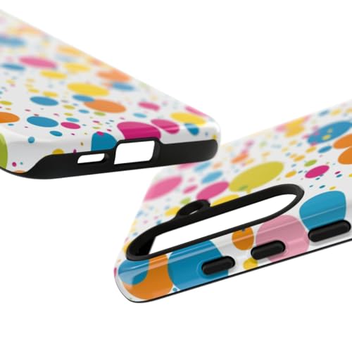 Coque Samsung S24 Plus contre rayures motif pois colorés brillant blanc