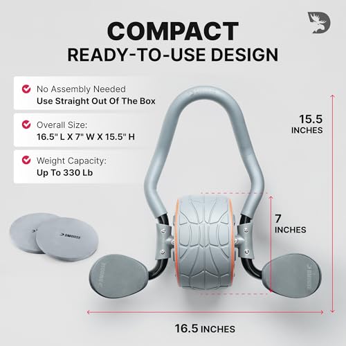 DMoose Fitness Ab Roller Wheel with Elbow Support & 2 Pads - Abdominal Exercise Trainer for Core Strength Training - Ultimate Abs Workout Equipment for Home & Gym - Ab Machine for Men & Women (Grey) - image 8
