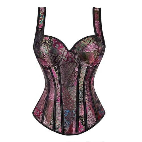 Corset Femme Noir Médiéval Halloween Modélisant Ceinture Corset Minceur Os En Plastique Curvy Bustier Taille Formateur Gothique Corsets Pirate Contenant Satin...