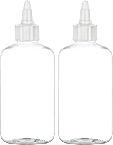 BRIGHTFROM Botellas aplicadoras de tapa giratoria botellas de plástico redondas vacías de 8 onzas sin BPA PET recargables boquilla de punta