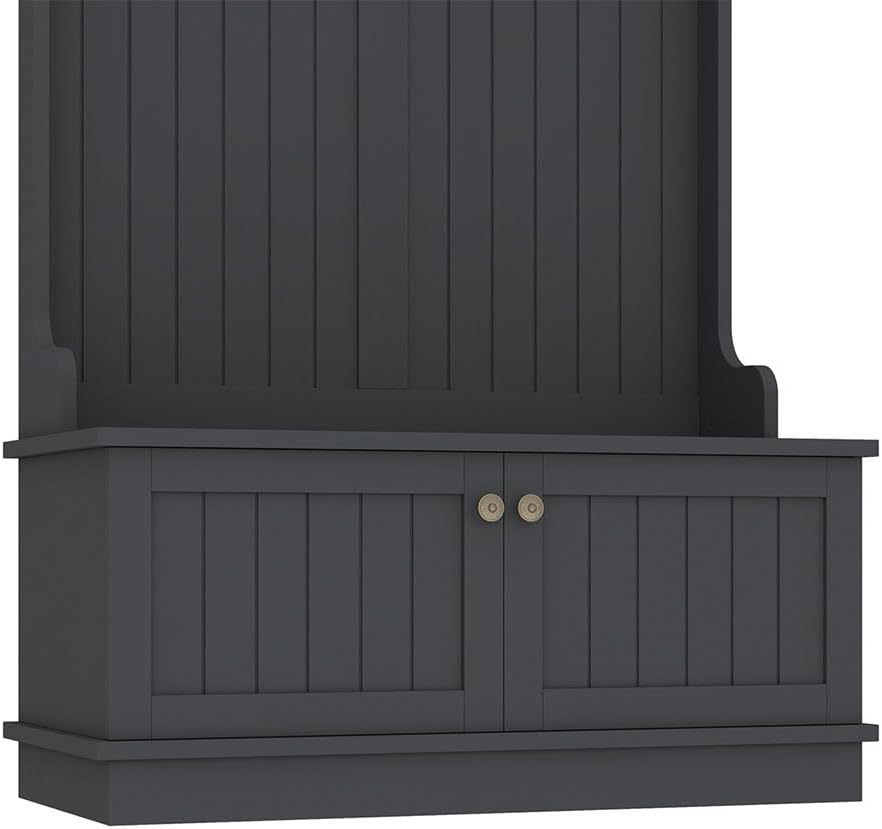 Hall Tree, Modern 4-in-1 Storage Hall Tree with Bench, Multi-Purpose Home Organizer with Coat Rack and Hooks, Entryway Coat Rack for Living Room, Hallway,Black