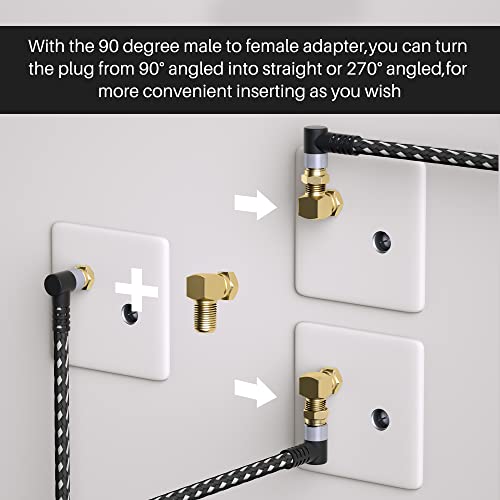 image for Adoreen Coaxial Cable 8 ft-2 Pack-Right Angle Quad Shielded 90 Degree 