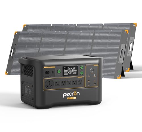 Image of Pecron Portable Power Station F3000LFP with 300W Solar Panel*2, 3072Wh Solar Camping Generator can expand to 9216Wh, 3600W Solar Generator for RV, Home Use, CPAP